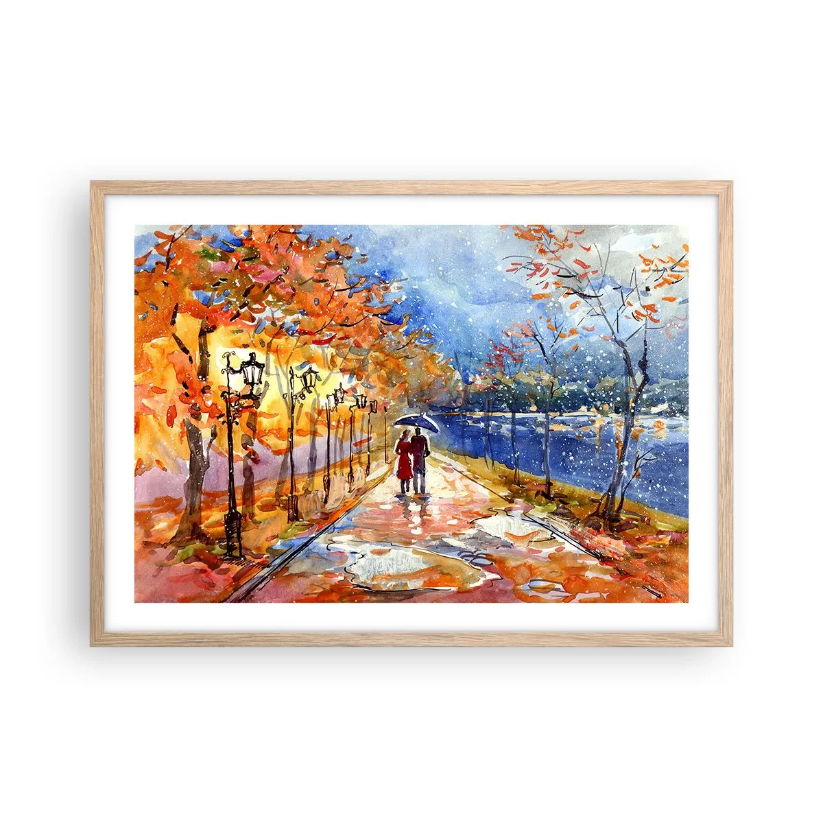 Poster in cornice rovere chiaro - Insieme fino ai confini del tempo - 70x50 cm