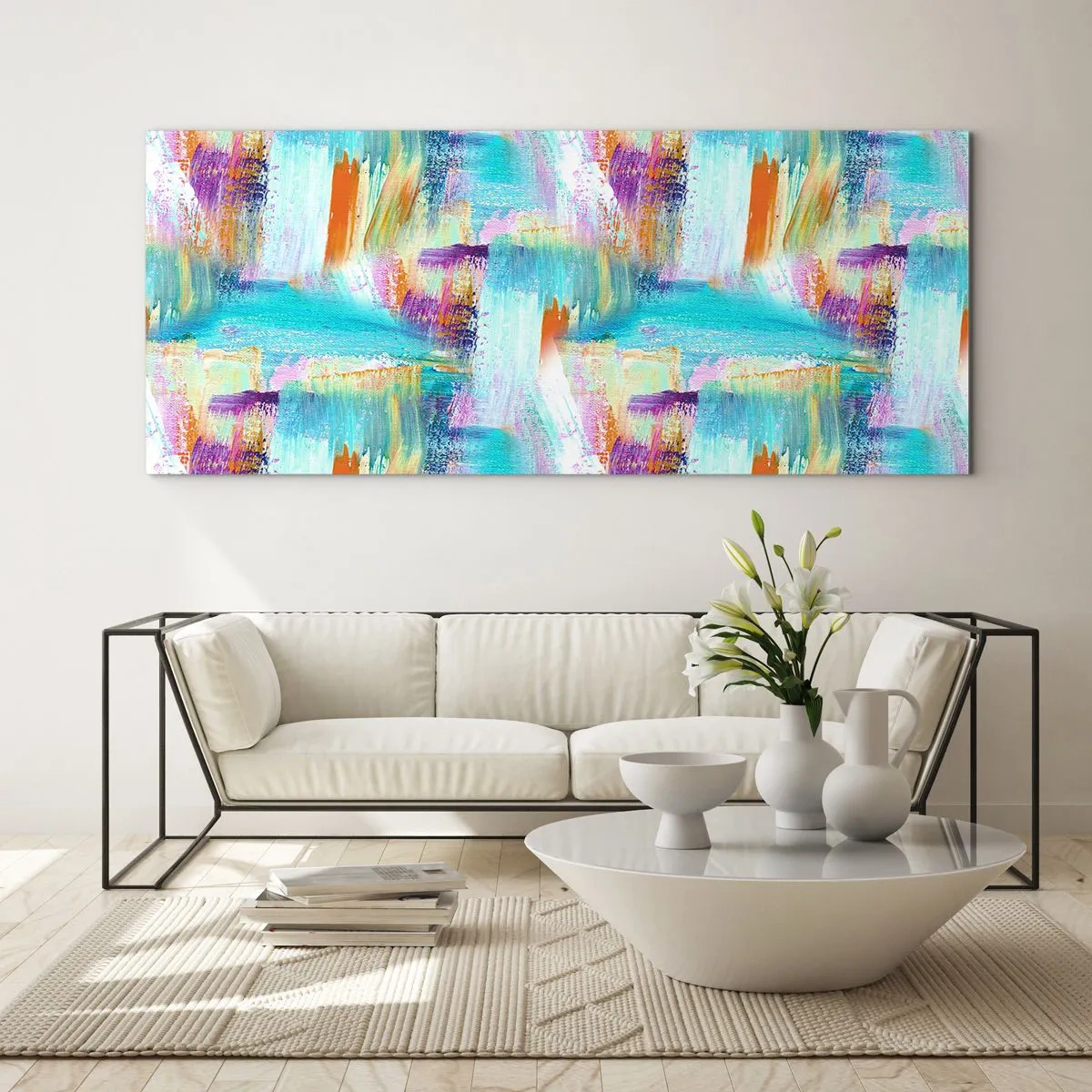 Quadro su vetro - Mite intreccio soffuso - 100x40 cm