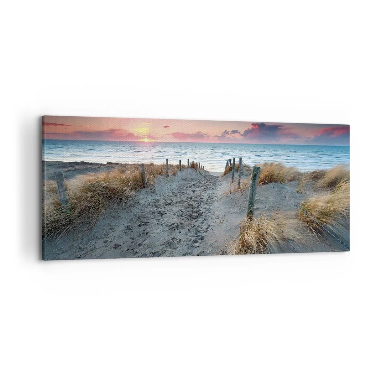 Quadro su tela - Stampe su Tela - Sentiero che porta alla spiaggia al tramonto - 120x50cm - Hai versato un arcobaleno di luce radiosa... - Decorazione murale moderna per soggiorno e camera da letto ARTTOR