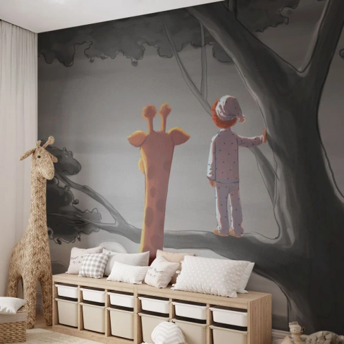 Fotomurali Premium Canvas - Sta succedendo davvero - Giraffa, Bambini, Sogno - 450x315 cm