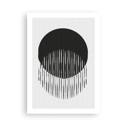 Poster - Composizione astratta di un cerchio nero e linee verticali - 50x70cm - Il suo alter ego - Decorazione murale moderna per soggiorno e camera da letto ARTTOR