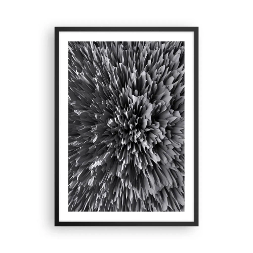 Poster in cornice nera - Composizione astratta in bianco e nero con forme geometriche - 50x70cm - Spigolosità massima - Decorazione murale moderna per soggiorno e camera da letto ARTTOR