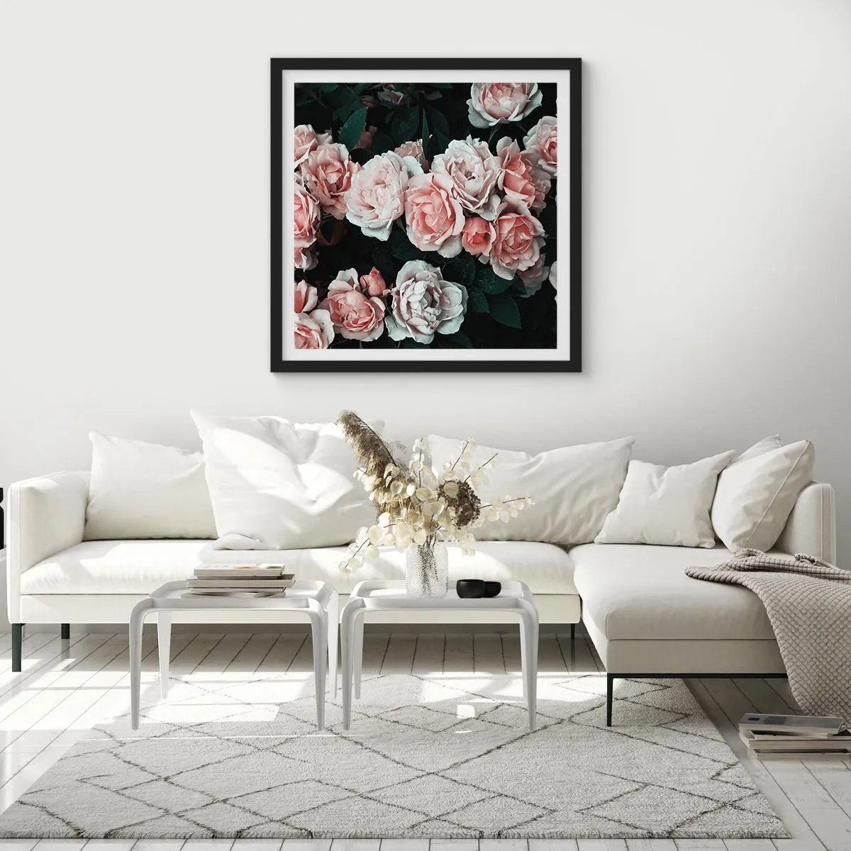 Poster in cornice nera - Composizione di rose - 30x30 cm