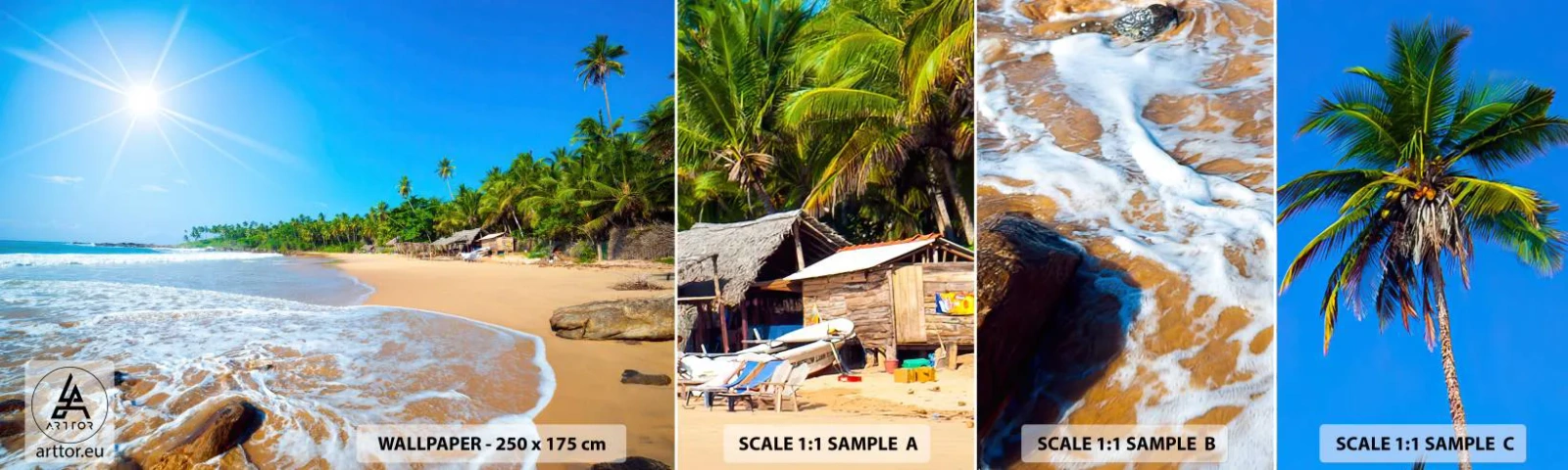 Campione di Fotomurale Adesivo Deluxe Sticker - Un luogo esotico per te - Paesaggio, Mare, Spiaggia Paradiso - 100x30 cm