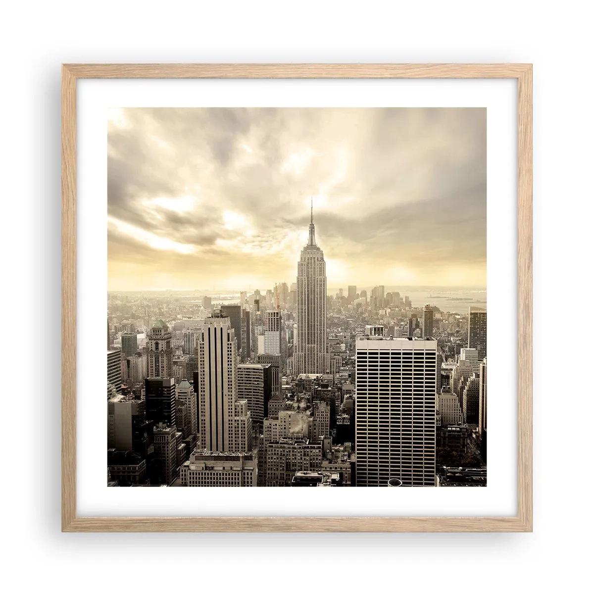 Poster in cornice rovere chiaro - New York in grigio - 50x50 cm