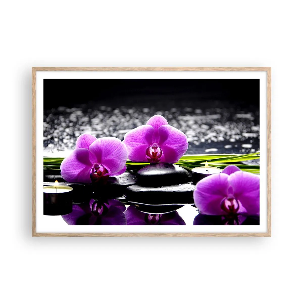 Poster in cornice rovere chiaro - Annegare nel silenzio e nella pace - 100x70 cm