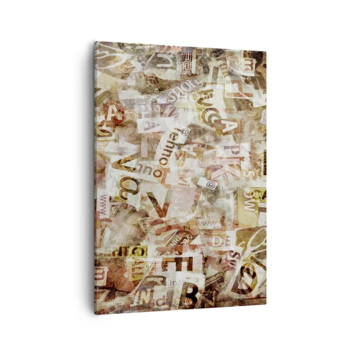 Quadro su tela - Stampe su Tela - Composizione astratta con lettere e frammenti di testo - 50x70cm - Unificando le chiacchiere - Decorazione murale moderna per soggiorno e camera da letto ARTTOR