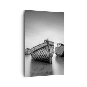 Quadro su tela - Stampe su Tela - Barche abbandonate in acque calme - 80x120cm - Sono solo ricordi... - Decorazione murale moderna per soggiorno e camera da letto ARTTOR