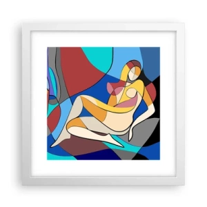 Poster in cornice bianca - Nudo cubista - 30x30 cm