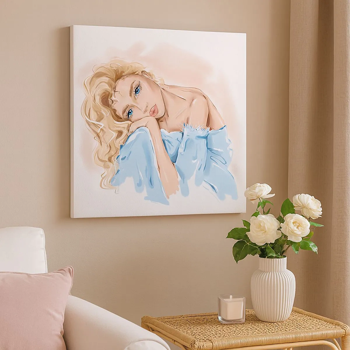 Quadro su tela - Stampe su Tela - Sognante nel blu - 30x30 cm