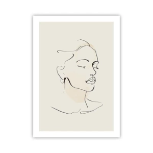 Poster - Ritratto di una donna in stile minimalista - 50x70cm - Linea sicura - Decorazione murale moderna per soggiorno e camera da letto ARTTOR