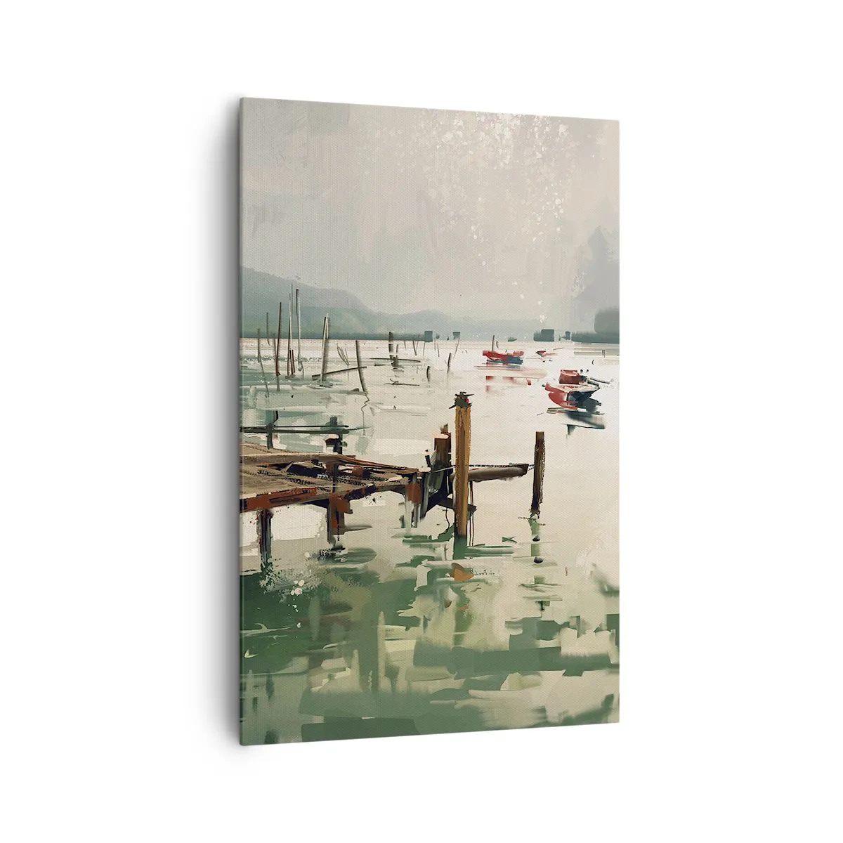 Quadro su tela - Stampe su Tela - Un pittoresco porto con barche in acque calme - 80x120cm - Imbevuto di luna fusa - Decorazione murale moderna per soggiorno e camera da letto ARTTOR