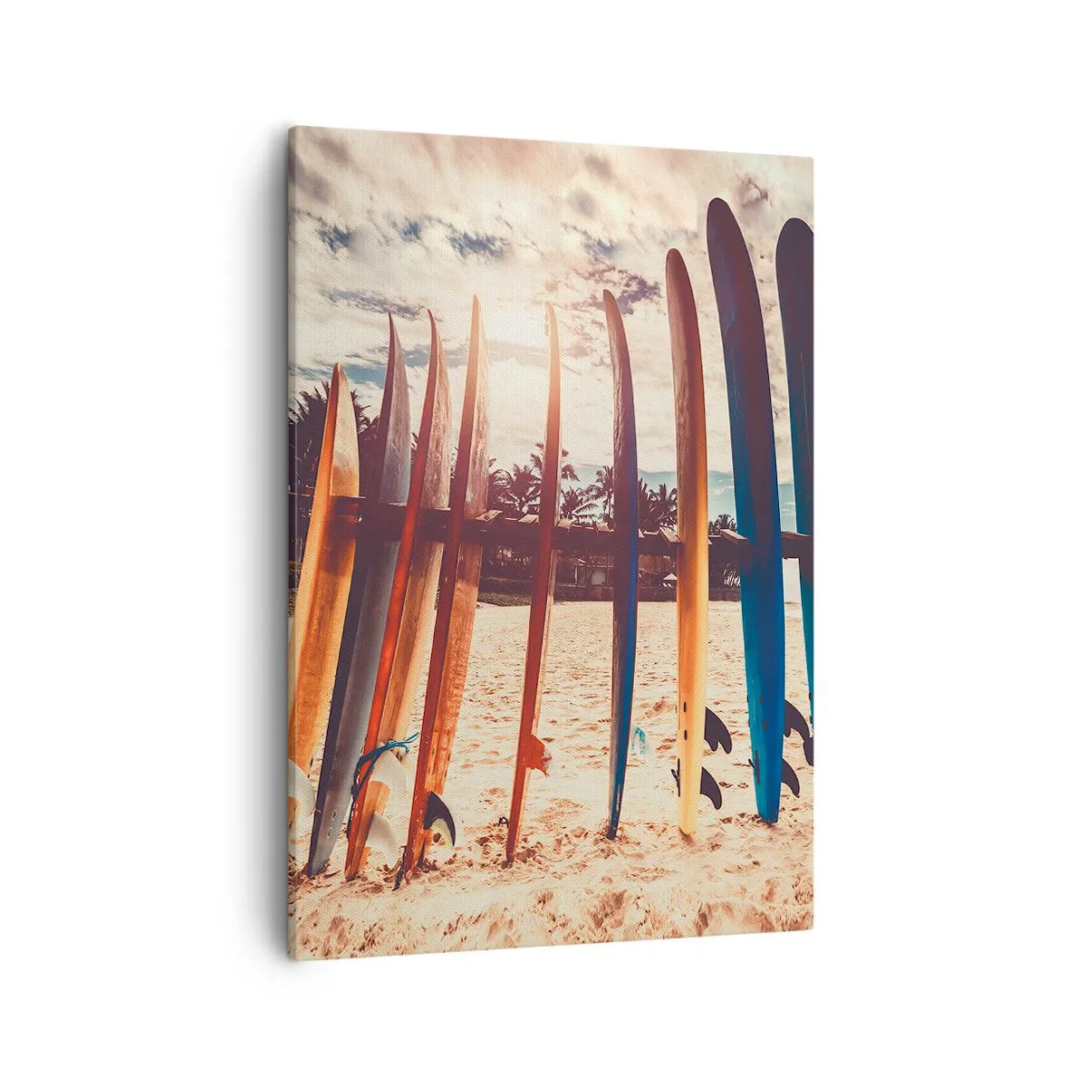 Quadro su tela - Stampe su Tela - Tavole da surf sulla spiaggia al tramonto - 50x70cm - Buonanotte, a domani - Decorazione murale moderna per soggiorno e camera da letto ARTTOR