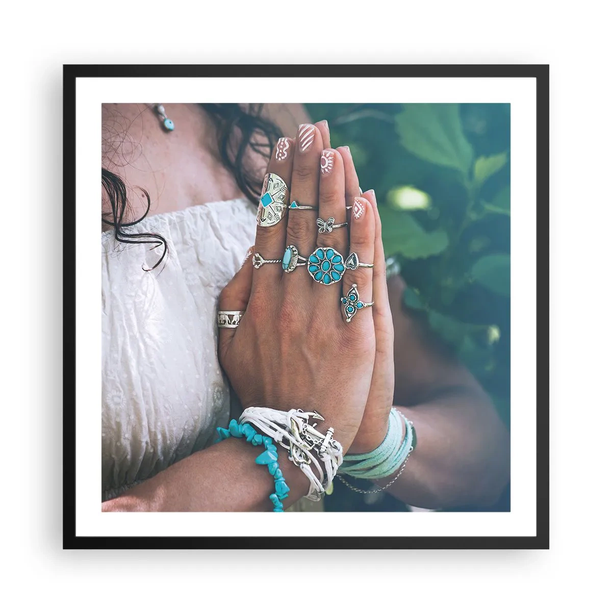 Poster in cornice nera - Benvenuto al centro dell'essere - 60x60 cm