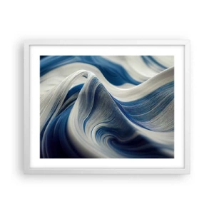 Poster in cornice bianca - Fluidità di blu e di bianco - 50x40 cm