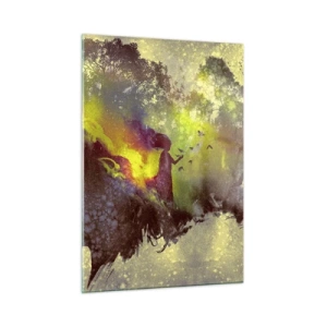 Quadro su vetro - Il profilo di un volto femminile è ricco di natura e di effetti colorati. - 50x70cm - Madre Natura - Decorazione murale moderna per soggiorno e camera da letto ARTTOR