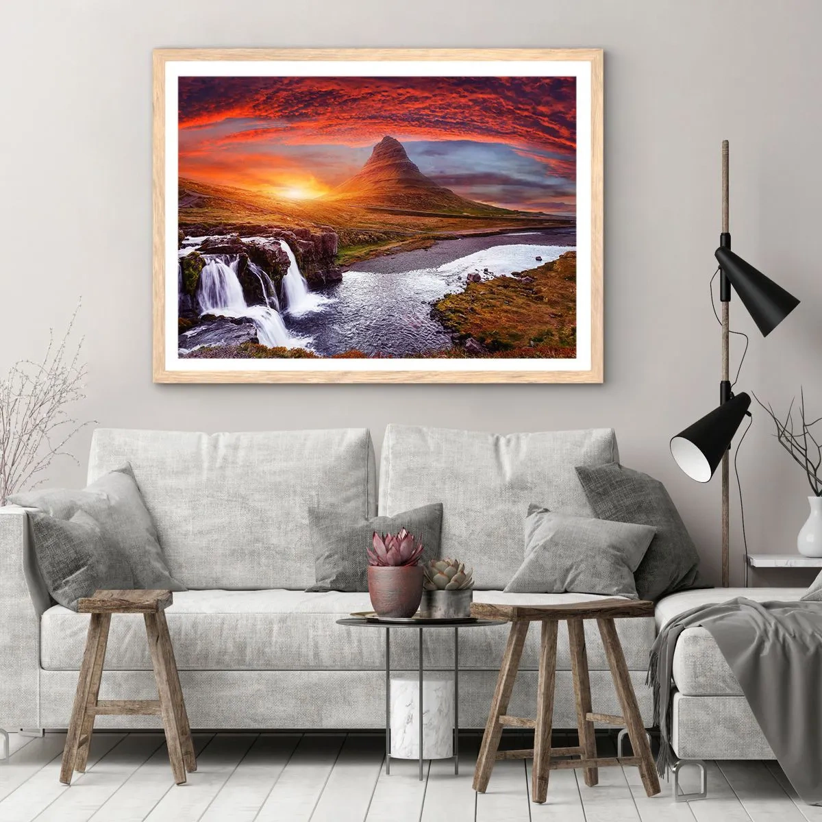 Poster in cornice rovere chiaro - Paesaggio della Terra di Mezzo - 50x40 cm