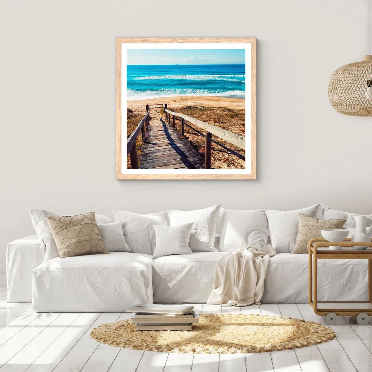 Poster in cornice rovere chiaro - Corri! - 40x40 cm