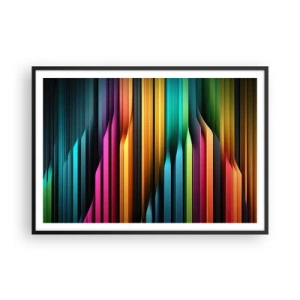 Poster in cornice nera - Le linee verticali colorate creano un'astrazione dinamica. - 100x70cm - Organi di luce - Decorazione murale moderna per soggiorno e camera da letto ARTTOR