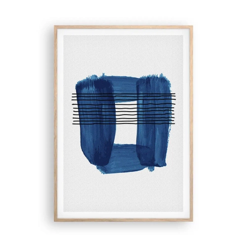 Poster in cornice rovere chiaro - Composizione blu e nera - 70x100 cm