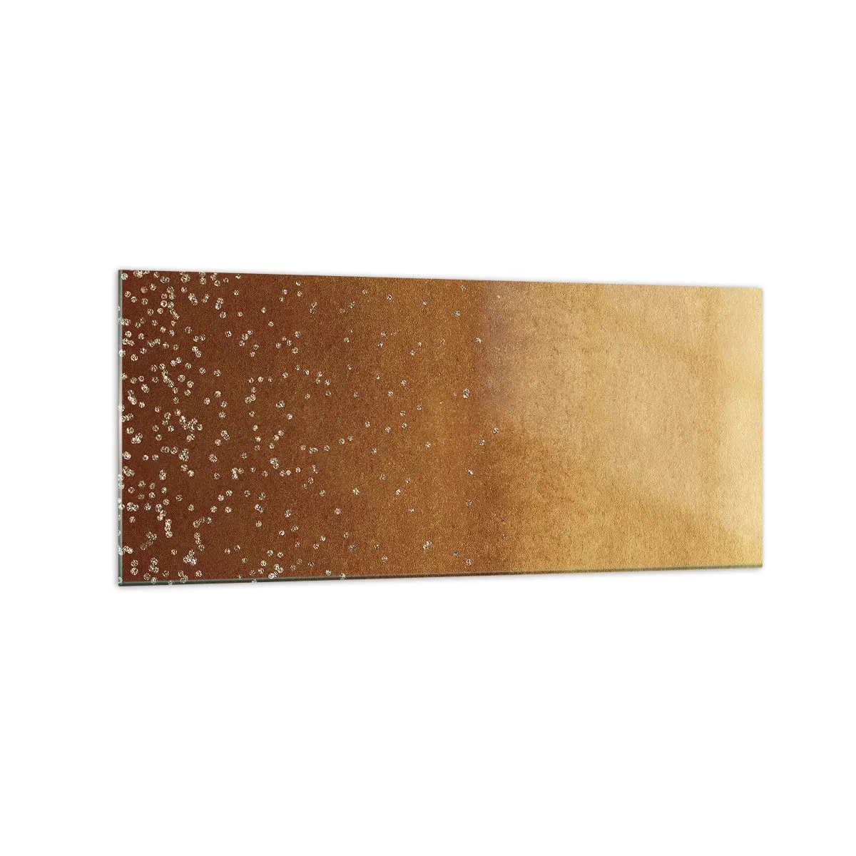 Quadro su vetro - Una sfumatura dorata con sottili riflessi e decorazioni - 120x50cm - La nascita della luce - Decorazione murale moderna per soggiorno e camera da letto ARTTOR