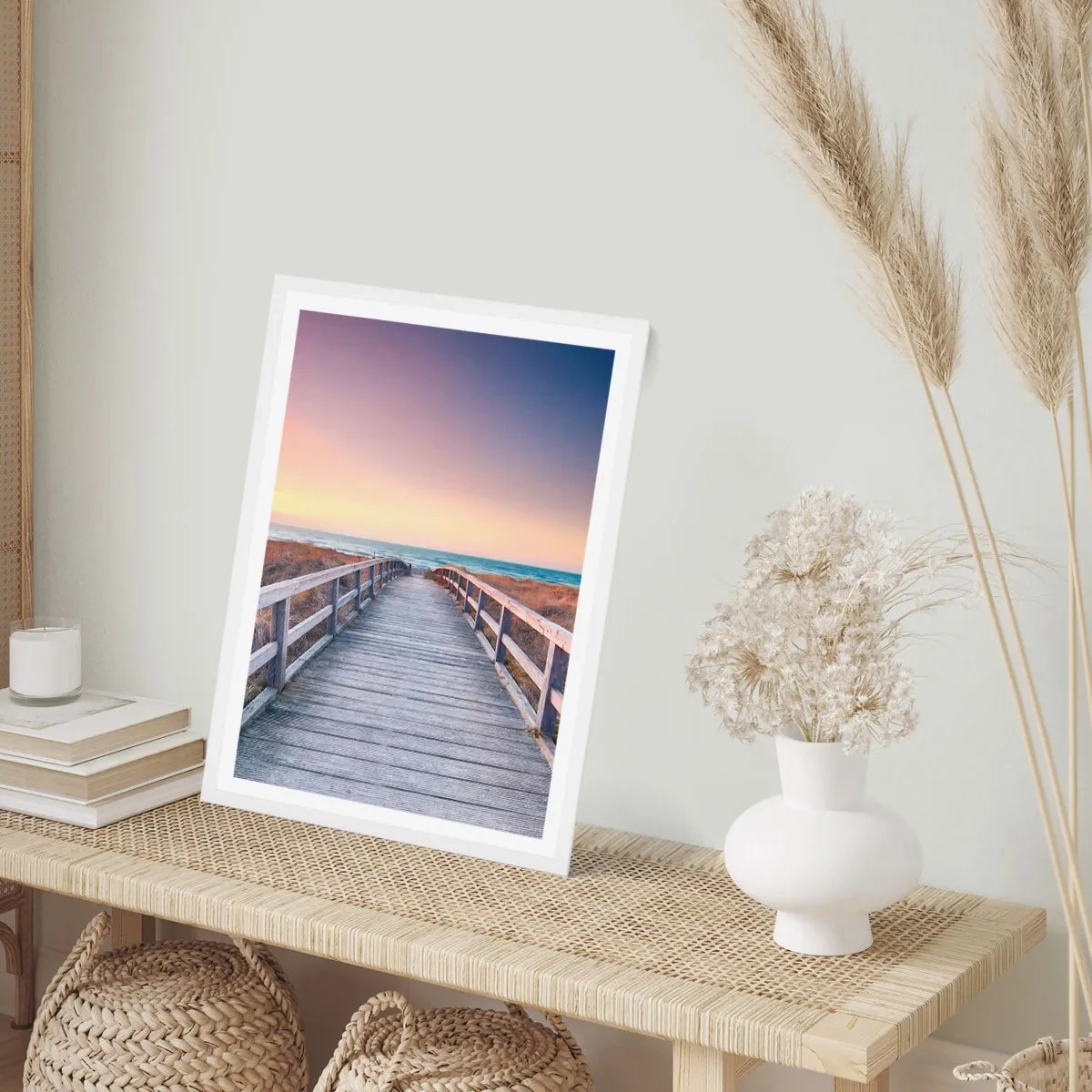 Poster in cornice bianca - Aurora serale baltica - 61x91 cm