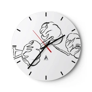 Orologio da parete - Orologio in Vetro - Piumino di cotone - 40x40 cm