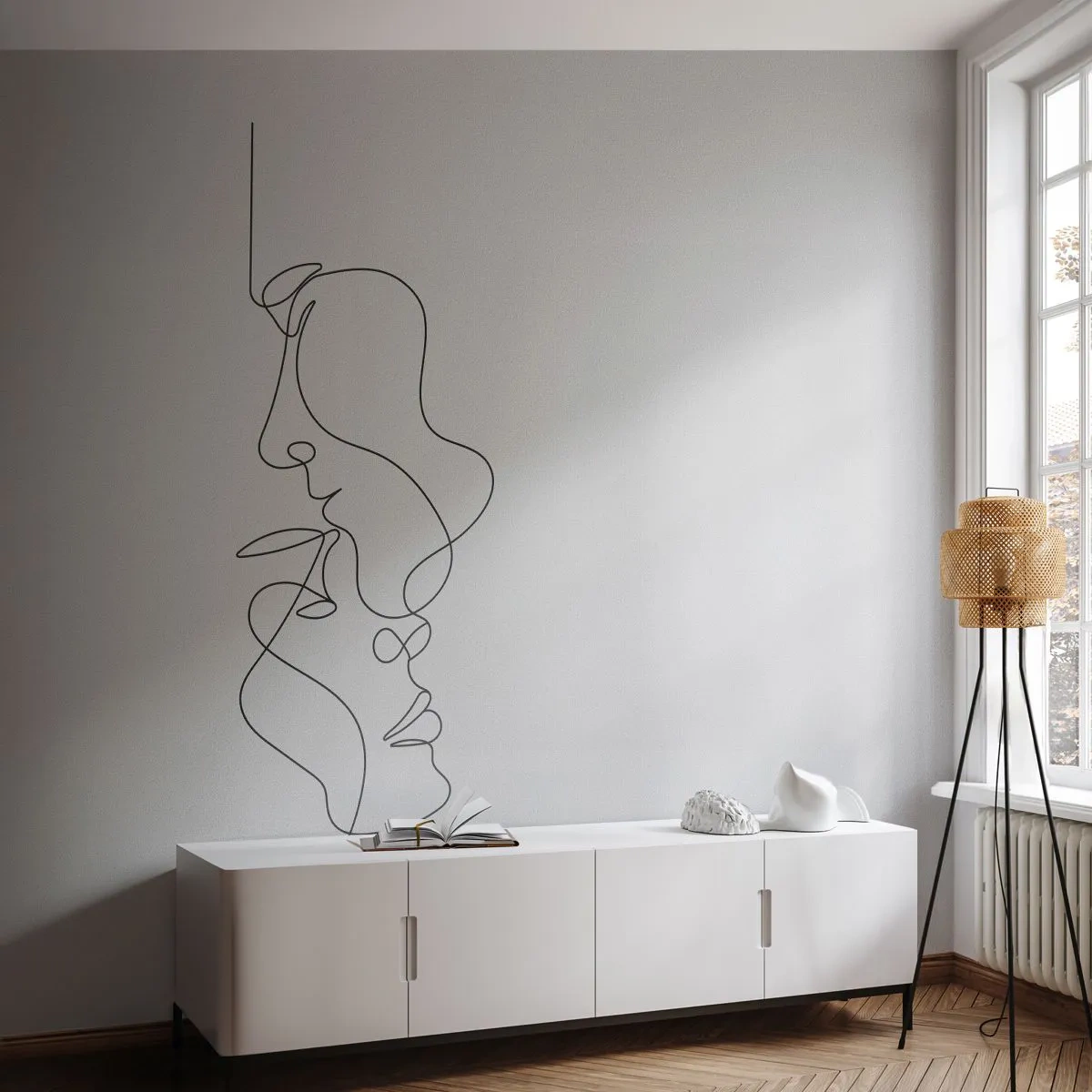 Fotomurali Autoadesivo Deluxe Sticker - Il calore dei desideri malinconici - Grafica, Coppia innamorata, Bacio - 250x175 cm