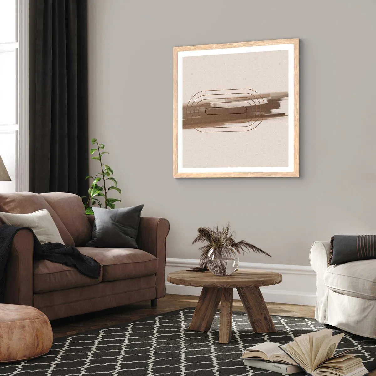 Poster in cornice rovere chiaro - Un soffio di grigio - 40x40 cm