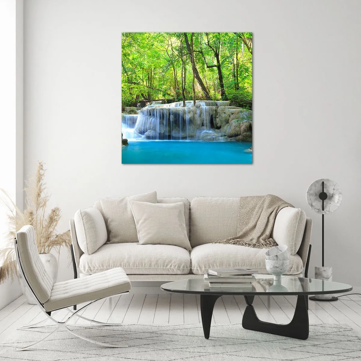 Quadro su vetro - Annegare nel turchese e nel verde - 50x50 cm