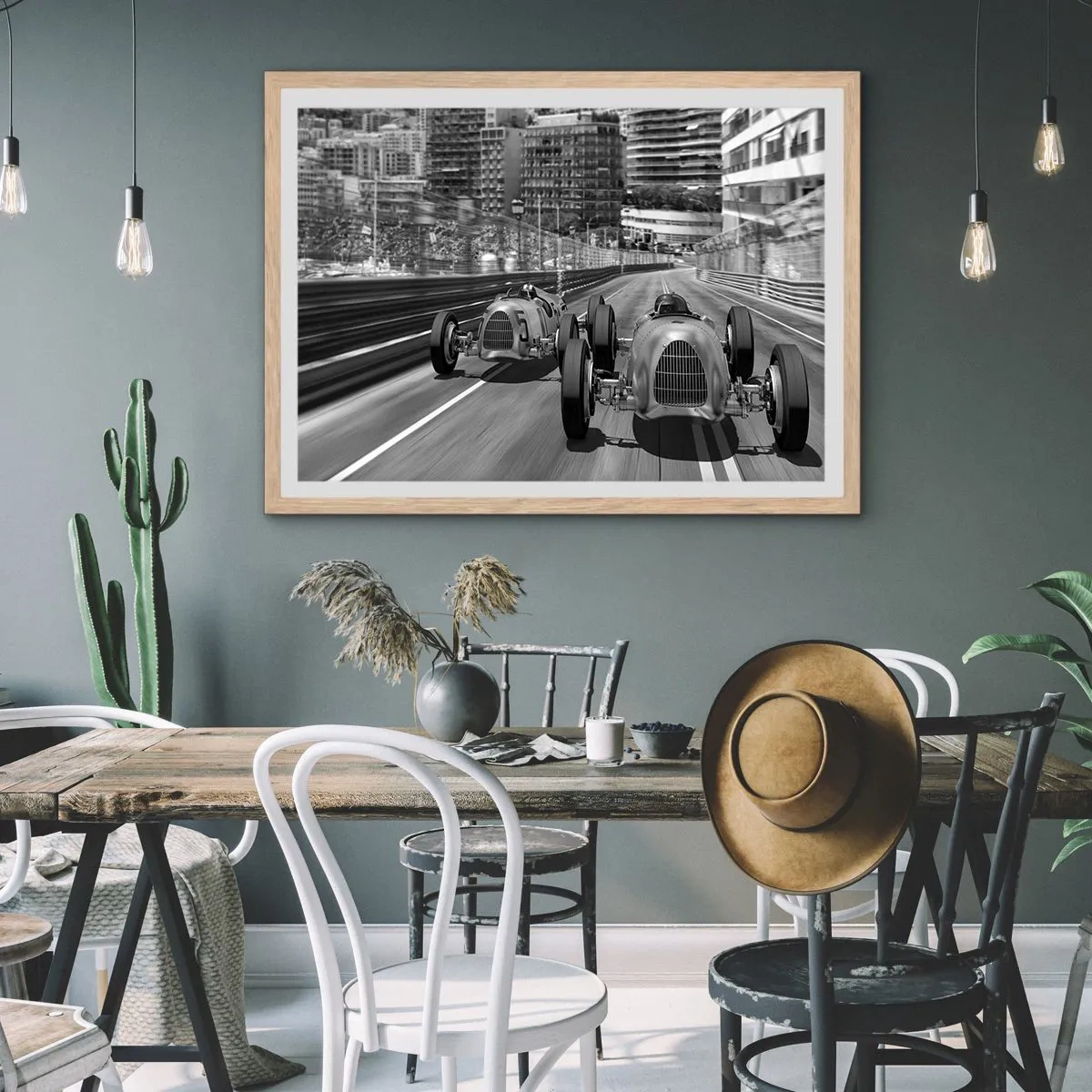 Poster in cornice rovere chiaro - Tanto tempo fa a Montecarlo - 100x70 cm