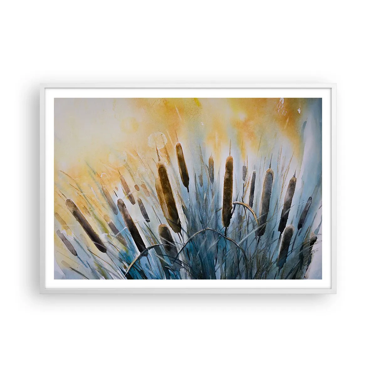 Poster in cornice bianca - Fresco dell'acqua, calore del sole - 100x70 cm