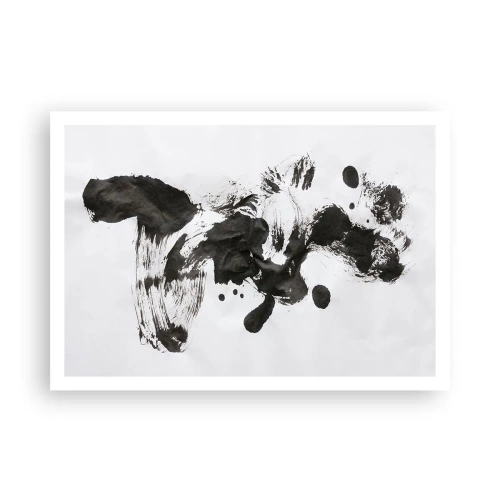 Poster - Composizione astratta di macchie nere su sfondo bianco - 100x70cm - C'è un senso nella follia? - Decorazione murale moderna per soggiorno e camera da letto ARTTOR