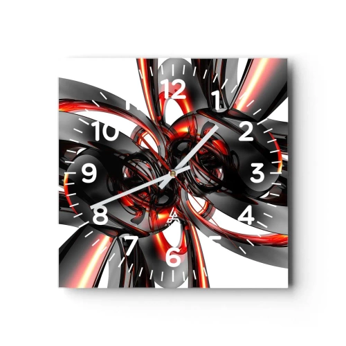 Orologio da parete - Orologio in Vetro - Movimento in grafite e rosso - 40x40 cm