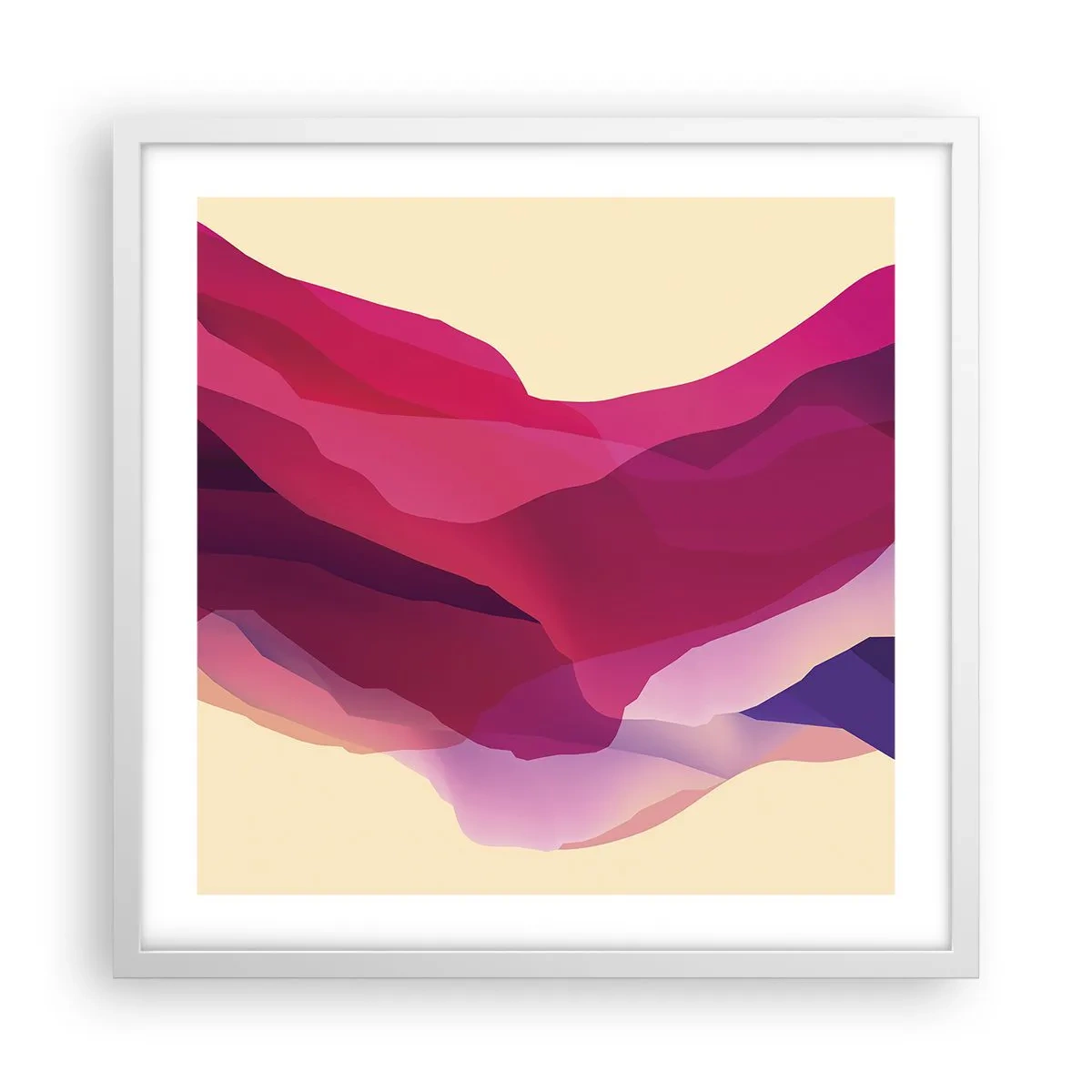 Poster in cornice bianca - Onde di porpora - 50x50 cm