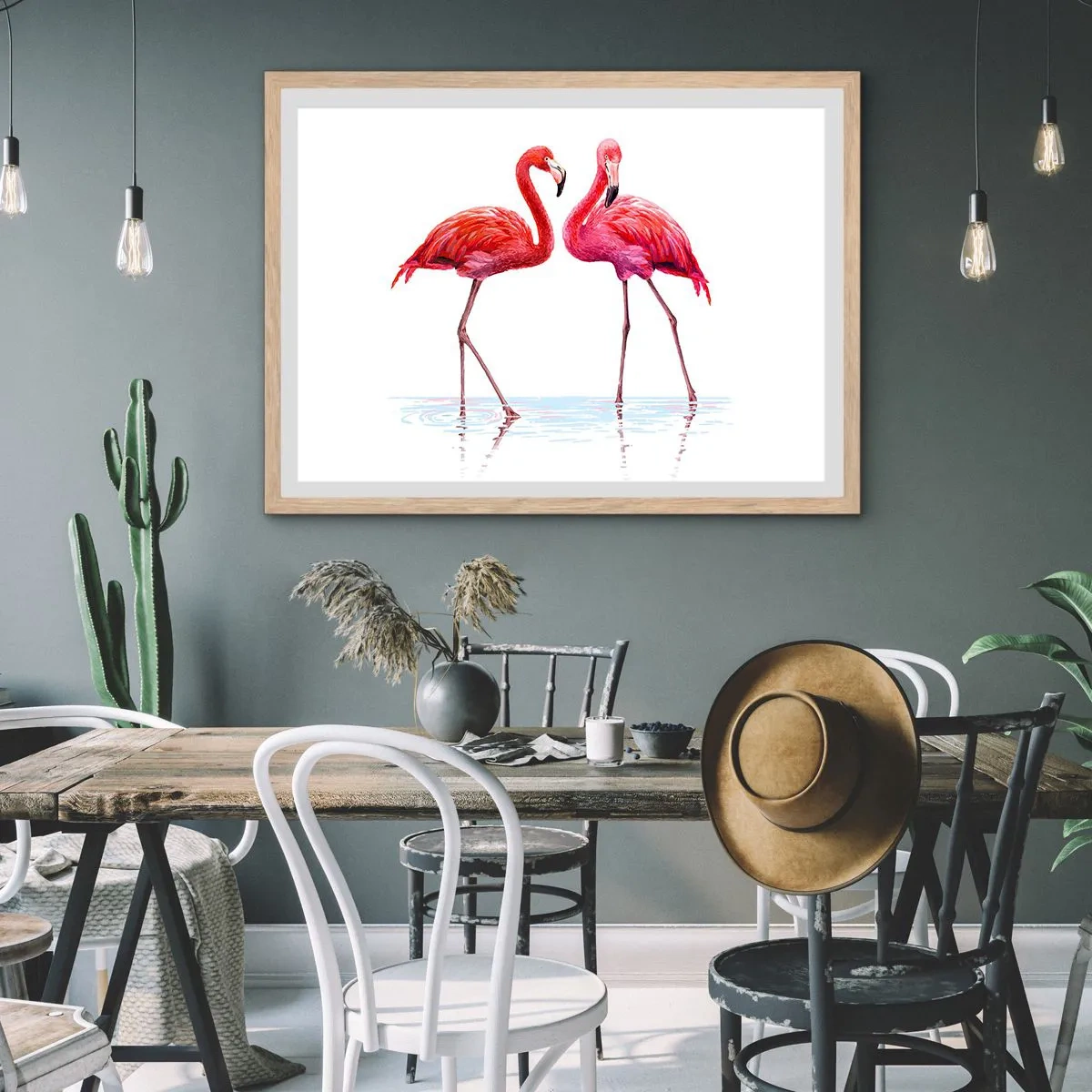 Poster in cornice rovere chiaro - Appuntamento in rosa - 40x30 cm