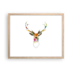 Poster in cornice rovere chiaro - Mite cerbiatto immerso nel colore - 50x40 cm