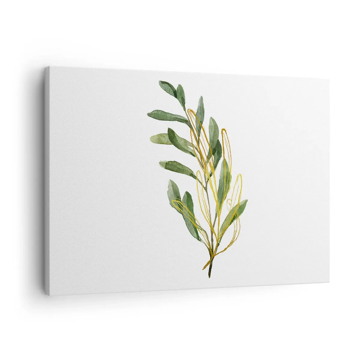 Quadro su tela - Stampe su Tela - Ramo verde con foglie su sfondo bianco - 70x50cm - Tutto ciò che è buono - Decorazione murale moderna per soggiorno e camera da letto ARTTOR
