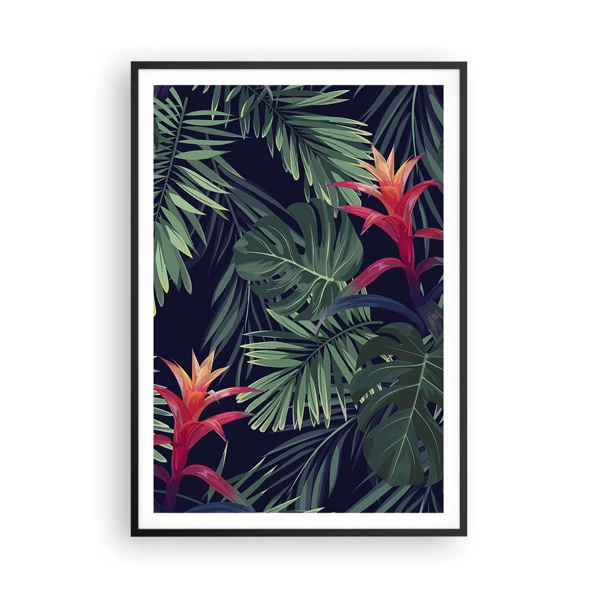 Poster in cornice nera - Fiammante nel verde - 70x100 cm