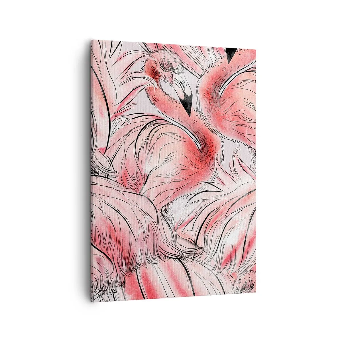 Quadro su tela - Stampe su Tela - Delicati disegni di fenicotteri rosa - 50x70cm - Corpo di ballo alato - Decorazione murale moderna per soggiorno e camera da letto ARTTOR