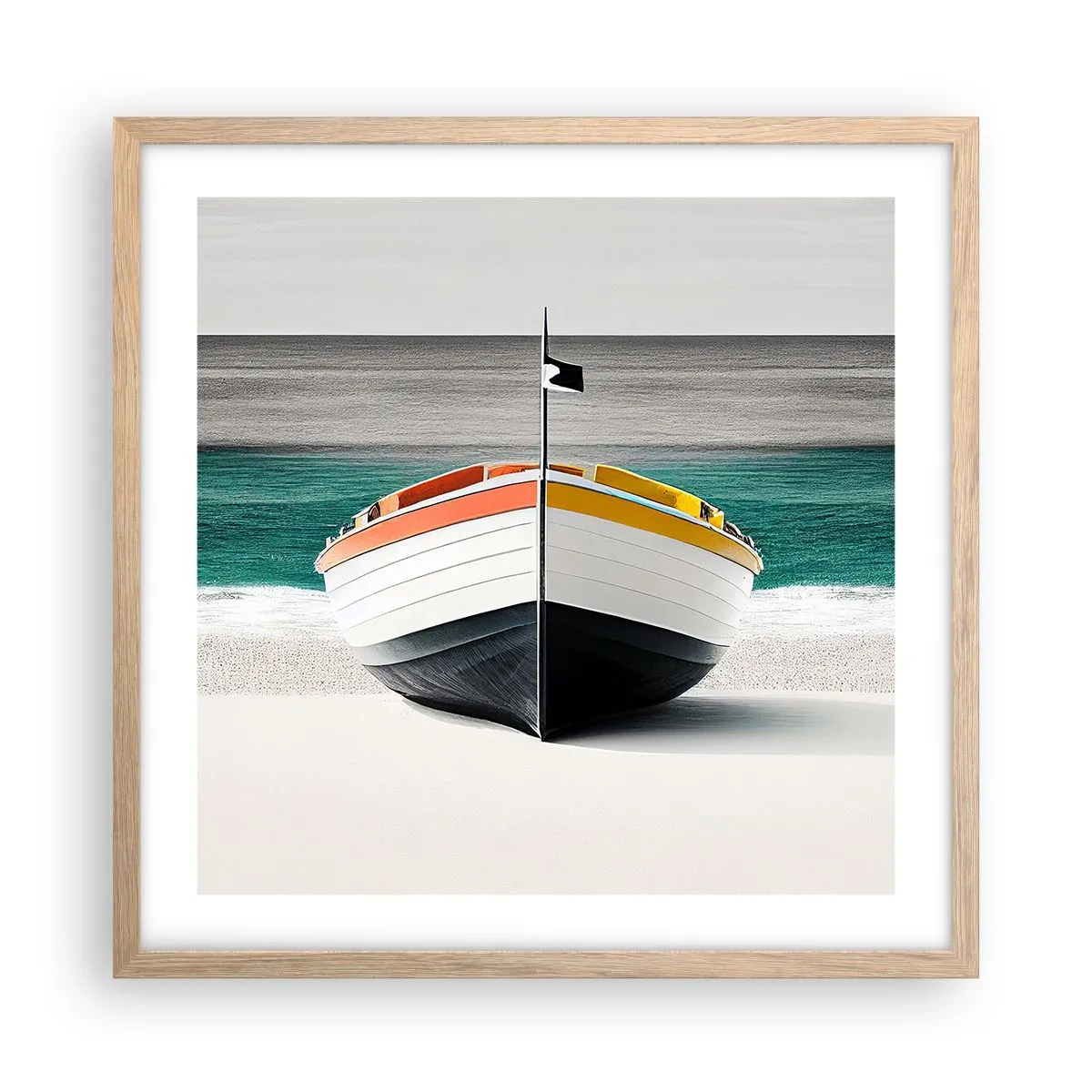 Poster in cornice rovere chiaro - Al suo posto - 50x50 cm