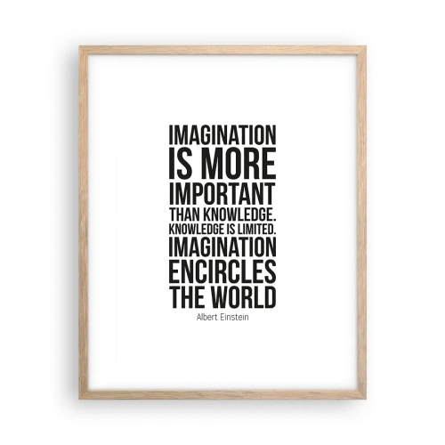 Poster in cornice rovere chiaro - Einstein sul potere dell'immaginazione - 40x50 cm