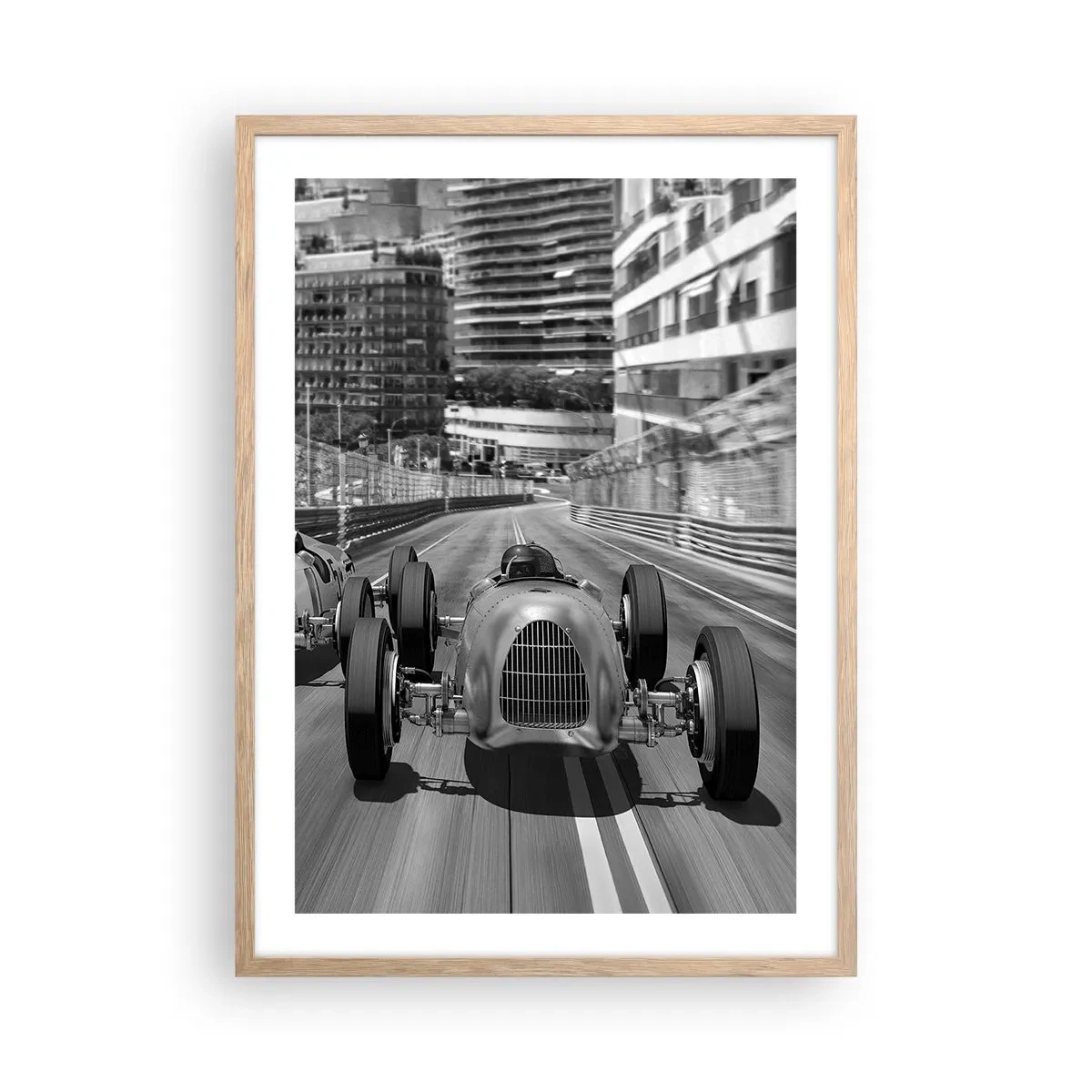 Poster in cornice rovere chiaro - Tanto tempo fa a Montecarlo - 50x70 cm