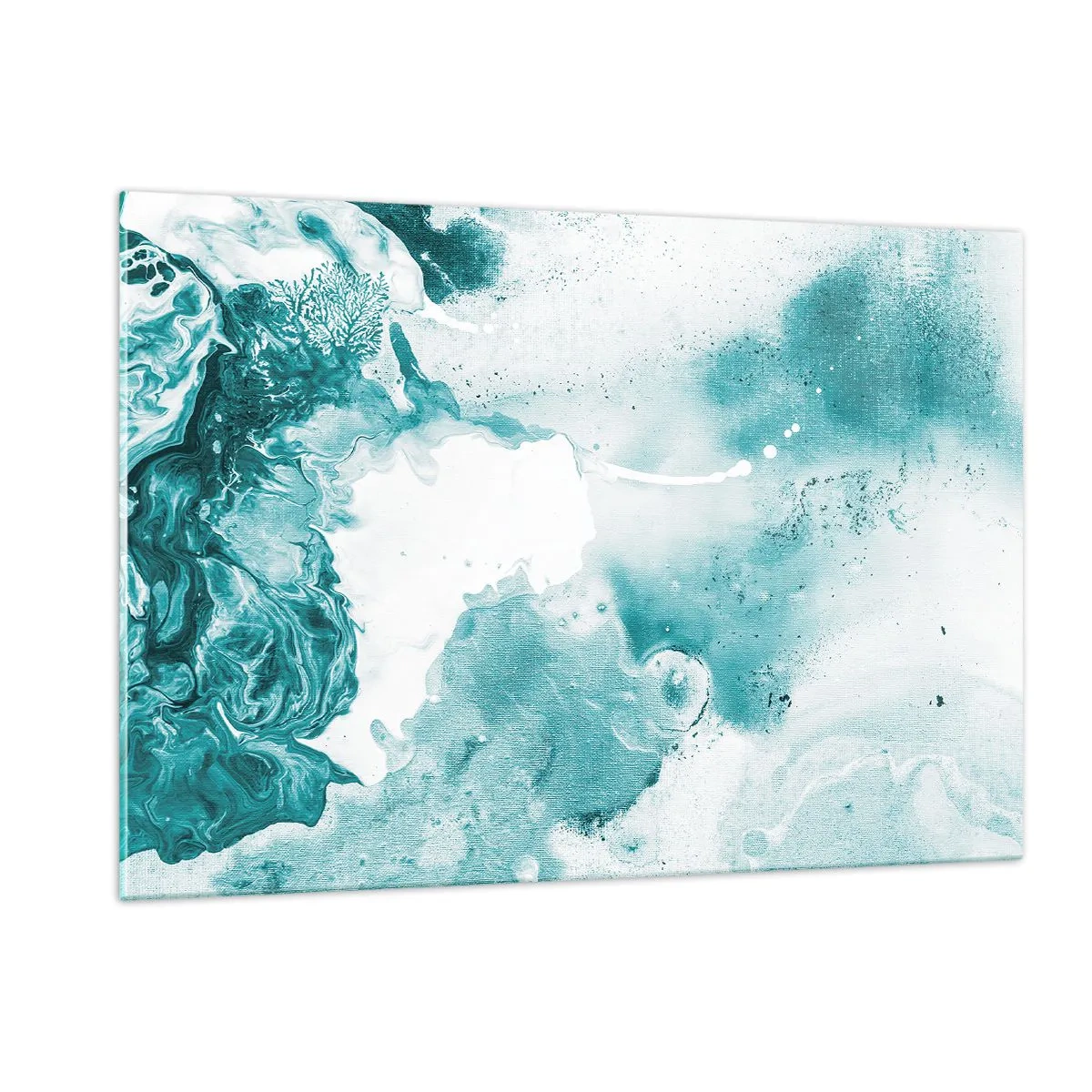 Quadro su vetro - Pozze astratte di blu su uno sfondo di vetro - 120x80cm - Palude blu - Decorazione murale moderna per soggiorno e camera da letto ARTTOR