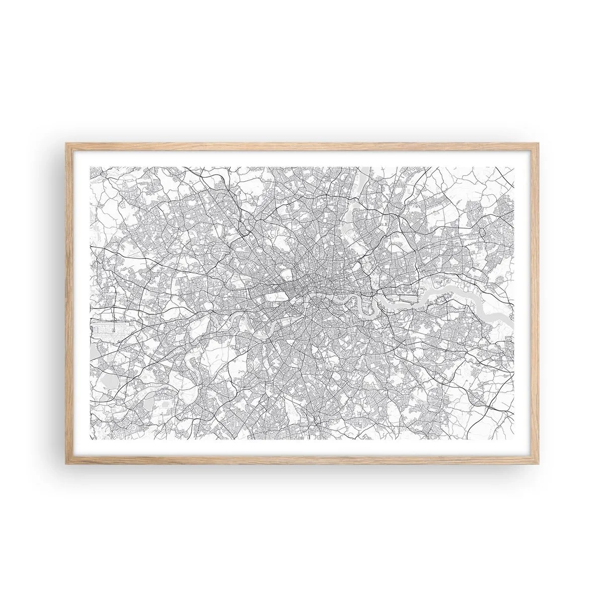 Poster in cornice rovere chiaro - Mappa del labirinto di Londra - 91x61 cm