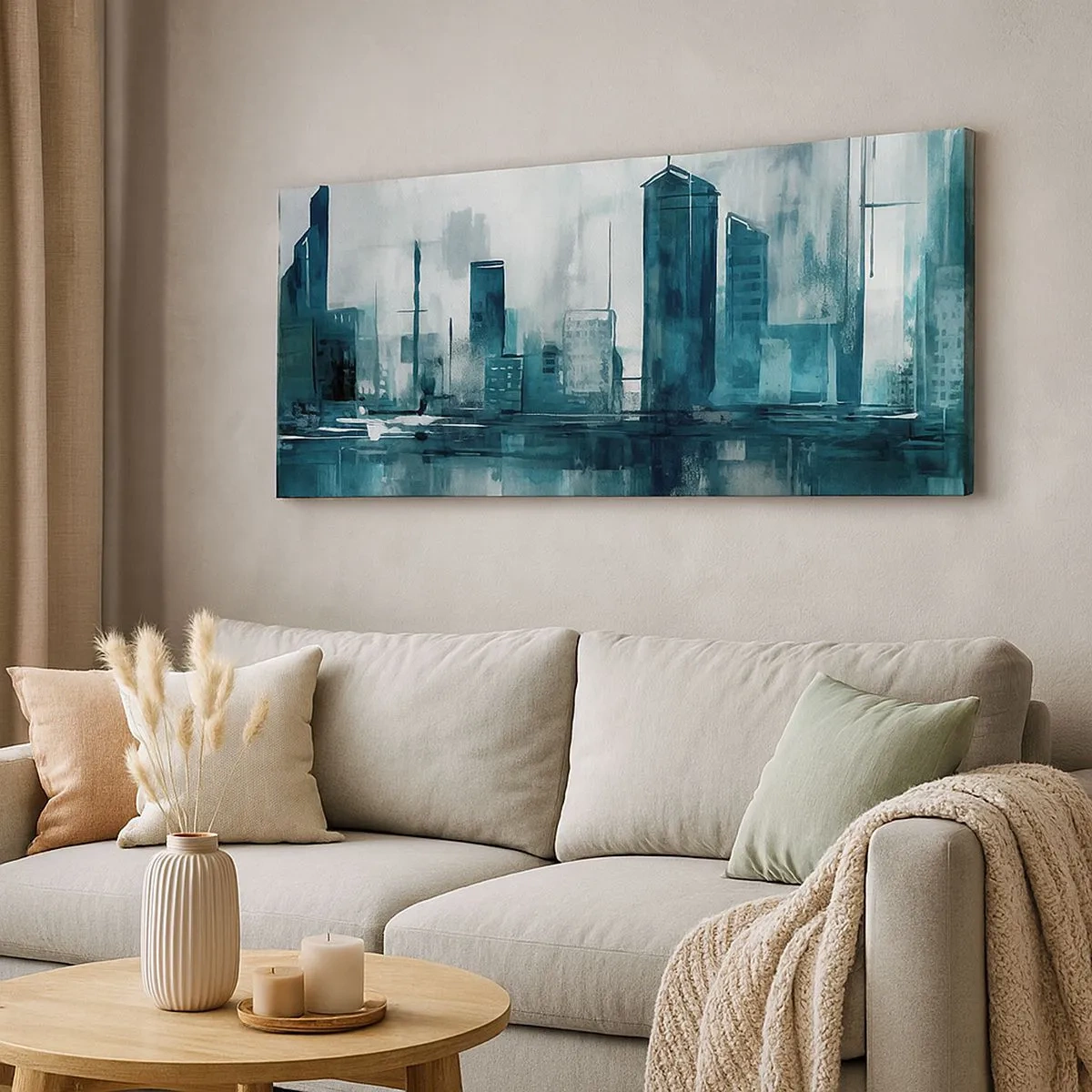 Quadro su tela - Stampe su Tela - La città al colore della pioggia - 100x40 cm