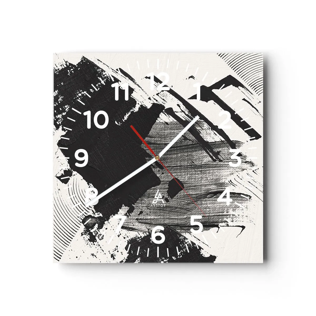 Orologio da parete - Orologio in Vetro - Astrazione: espressione di nero - 40x40 cm