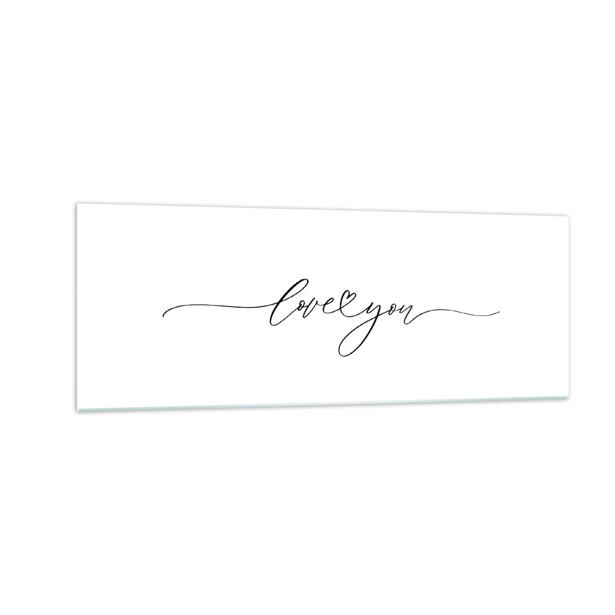 Quadro su vetro - La scritta "Ti amo" in un carattere elegante - 140x50cm - Bianco e nero - Decorazione murale moderna per soggiorno e camera da letto ARTTOR