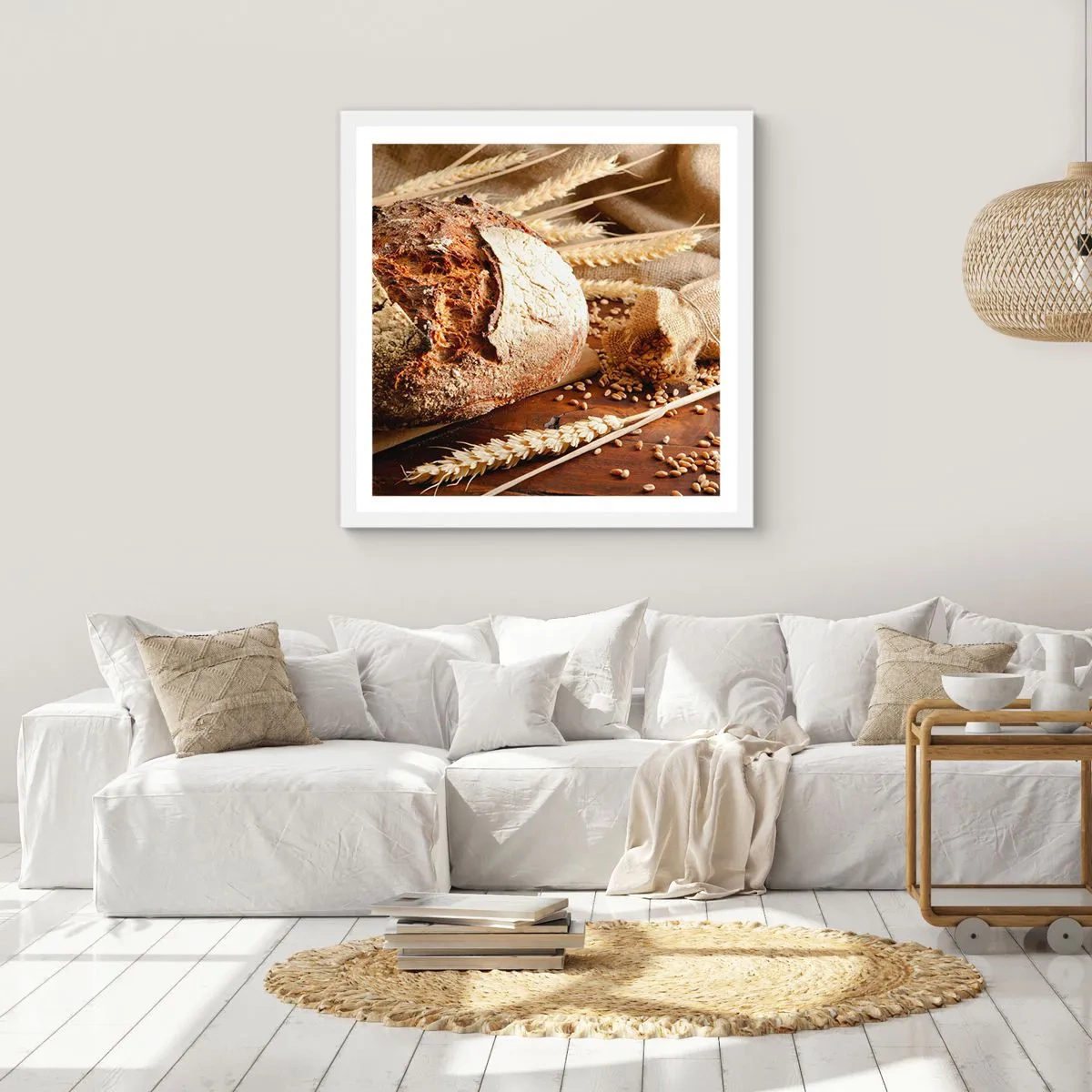 Poster in cornice bianca - Appetitoso, profumato, croccante - 60x60 cm
