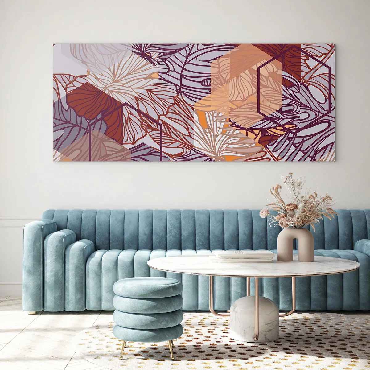 Quadro su vetro - Legame impossibile di geometria e natura - 100x40 cm
